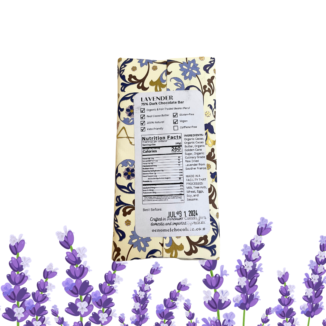 Lavender 75% Dark Chocolate | oenomel.chocolates